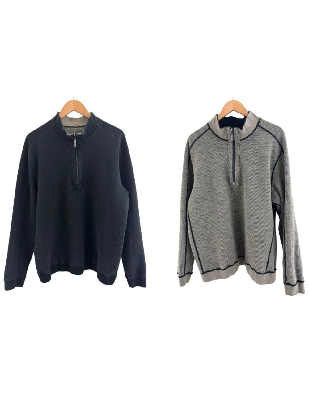 Tommy Bahama Mens Reversible Gray Knit 1/4 Zip Pullover Sweatshirt Sweater XL